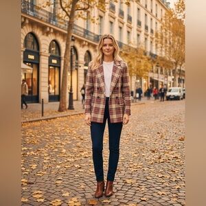 J.. McLaughlin  Plaid Double-Breasted Blazer